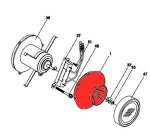 1) Fresh air blower assembly